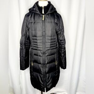 VINCE CAMUTO BLACK HOODED PUFFER JACKET- ZIP FRONT- WOMEN’S  SIZE XL